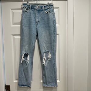 Abercrombie & Fitch Light Blue Distressed Straight Leg Jeans
